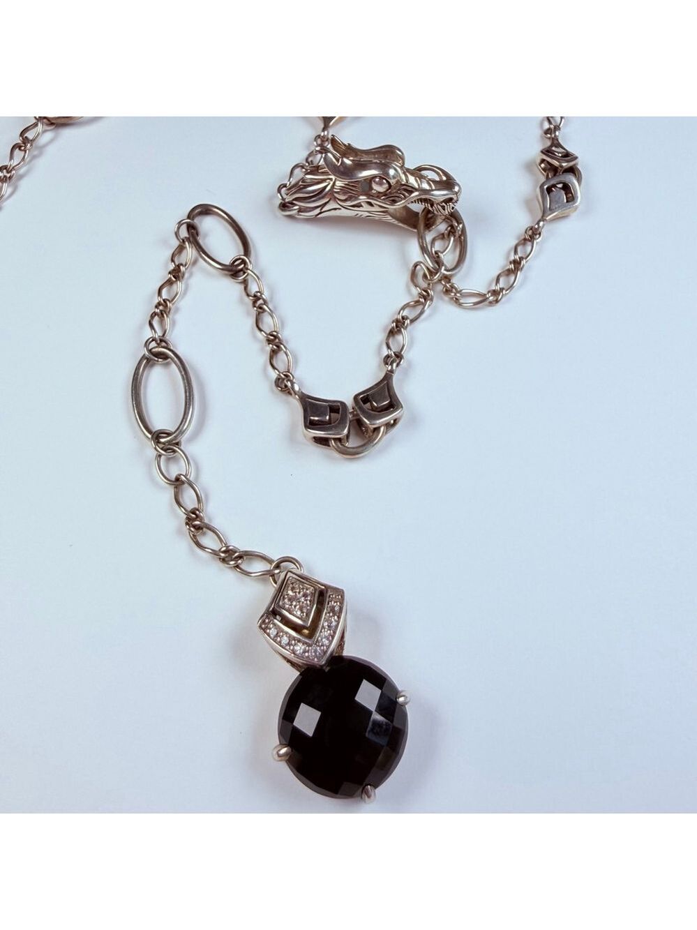 John Hardy Naga Dragon Batu Sapphire & Onyx Sterling 925 Lariat 45” Necklace